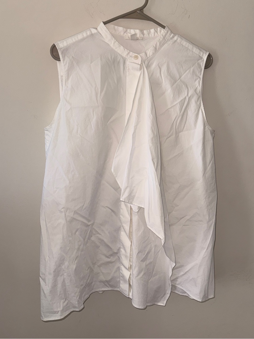 COS white ruffle draped sleeveless blouse top. Size 14